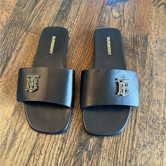 Burberry Leather TB Plaque Sandals - Picture 4 of 9